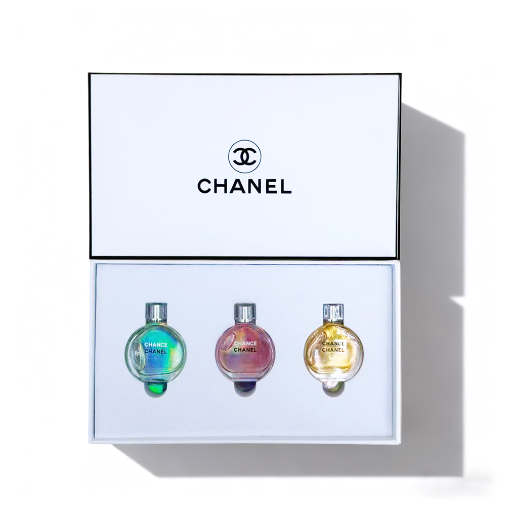 T07正 Chanel white box sample set of three round bottles - Image 1