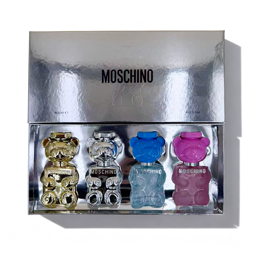 T724正 Moschino Silver Shimmer Teddy Bear Mini 4-Piece Set - Image 1