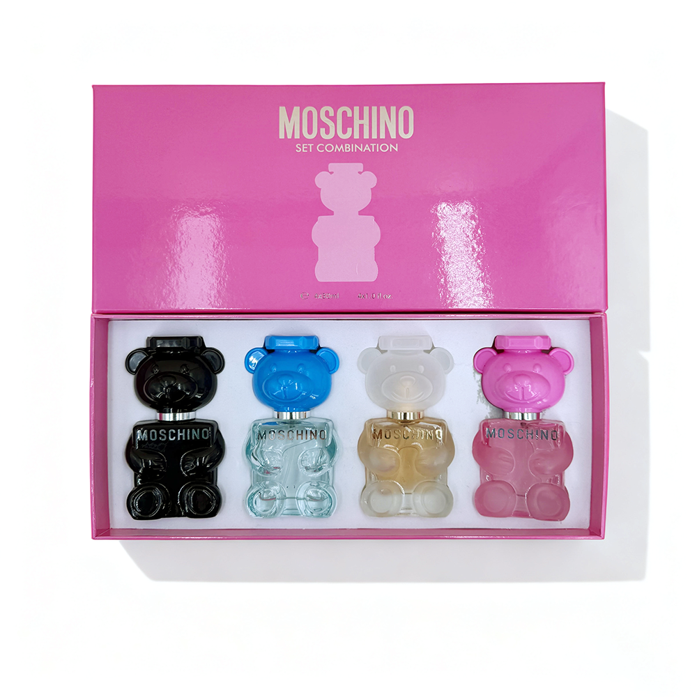 T727正 Moschino Pink Box Teddy Bear Mini 4-Piece Set - Image 1